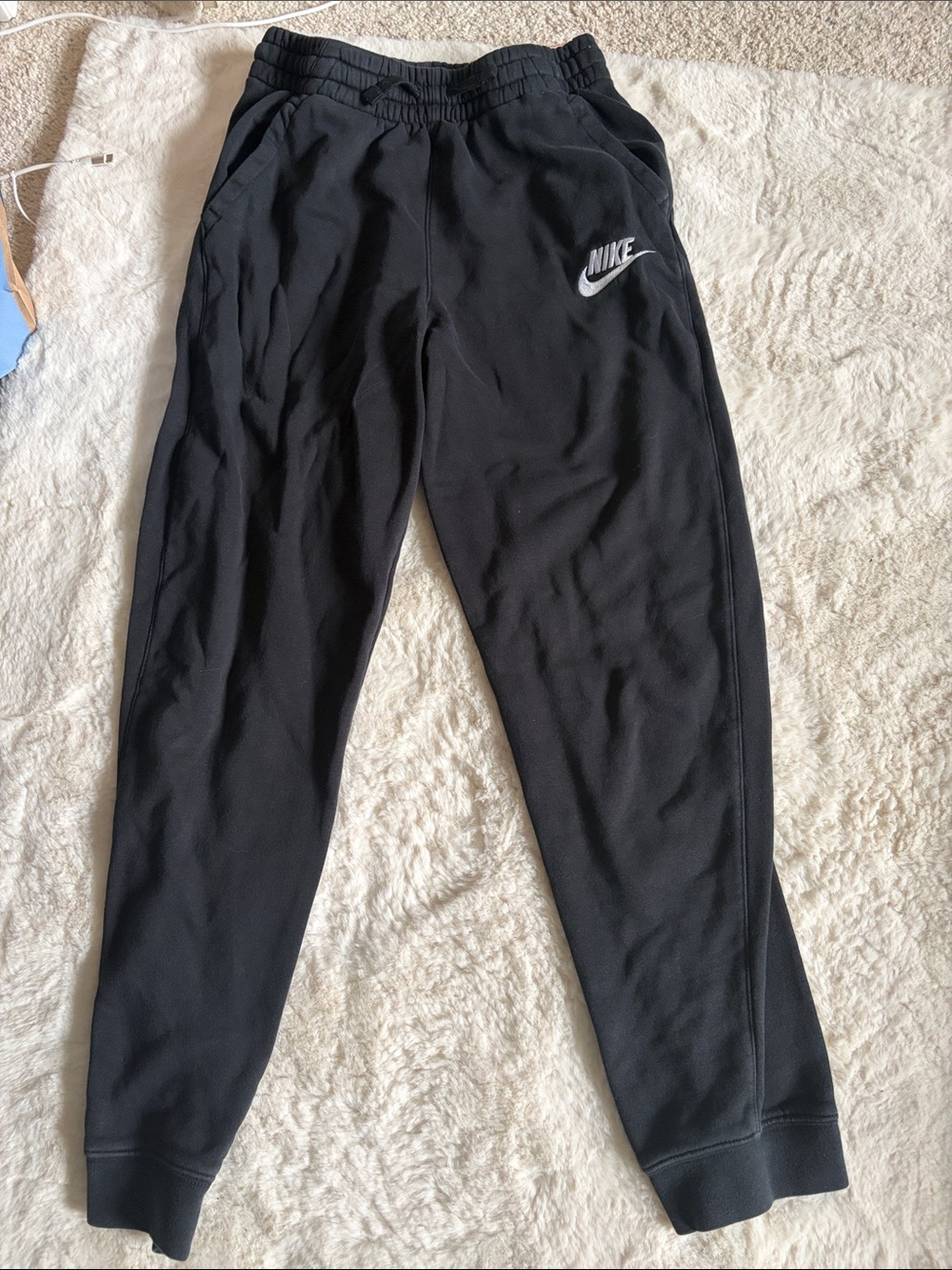 Nike Black Jogger Track Pants with White Swoosh